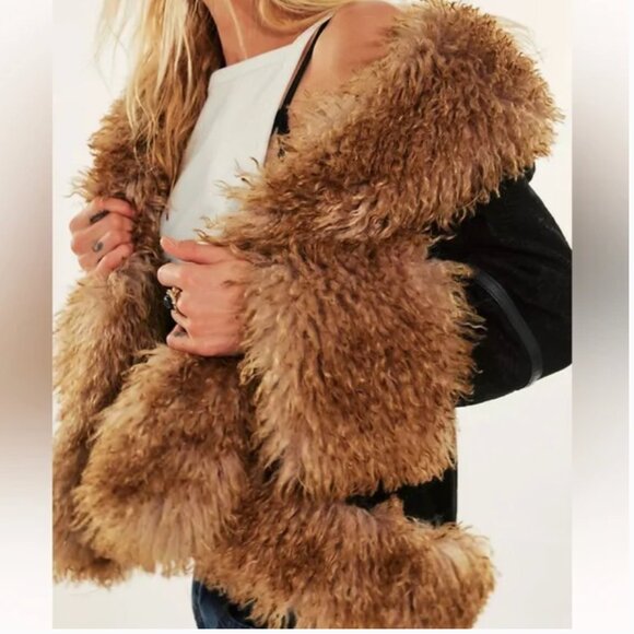 Free People We The Free Alora Coat in Midnight Combo - XS - Embossed Suede - Picture 3 of 15